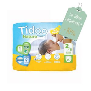 couches tidoo Taille 2 : S (3-6Kg), paquet 31 couches