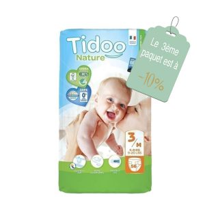 Couches tidoo Taille 3 : M (4-9Kg), paquet de 56 couches